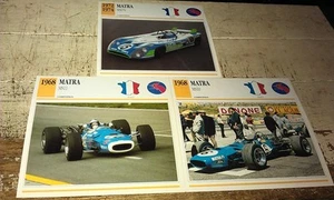 Tarjetas de coleccionista de colores de coches de carreras de Matra x 3 - Imagen 1 de 2
