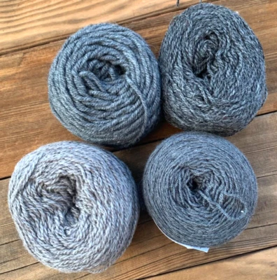 Wool &  Silk Yarn Gray Mixed Lot Knitting Crochet 4 Balls - Image 1 of 2