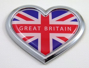 Great Britain HEART Flag Chrome Emblem Car Decal 3D Sticker Badge Bumper British - Imagen 1 de 1