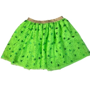 Cat & Jack Girls Tutu Skirt XL 14/16 St Patty's Day Lucky Clover Green Gold - Picture 1 of 7