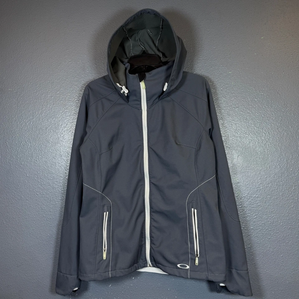 Jaqueta vintage Oakley L feminina cinza SoftShell forrada de lã - Imagem 1 de 4