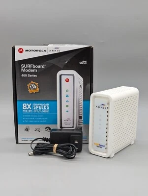Motorola ARRIS Surfboard SB6141 DOCSIS 3.0 Cable Modem 400 Series White - Image 1 of 4