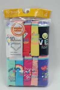 Wonder Nation Girls 10 Pair Multi Color Days of Week Briefs Underwear Size 4 NEW - Picture 1 of 2