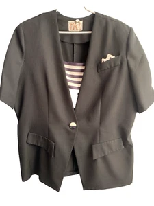 Vintage 90's?Image Womens Black Jacket/ White Accents Detach Dickie Women Sz 2X* - Picture 1 of 10