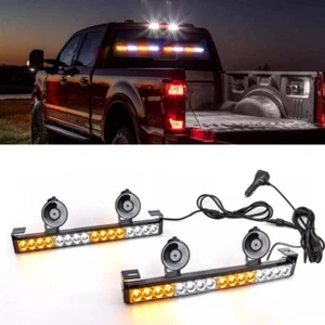 2IN1 LED Visor Windshield Strobe Light Bar Emergency Hazard Warning AMBER WHITE - Bild 1 von 9