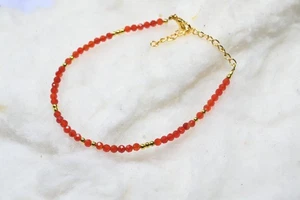 Brazalete de mujer natural naranja facetado redondo pequeñas cuentas de piedras preciosas 6-8" - Imagen 1 de 12