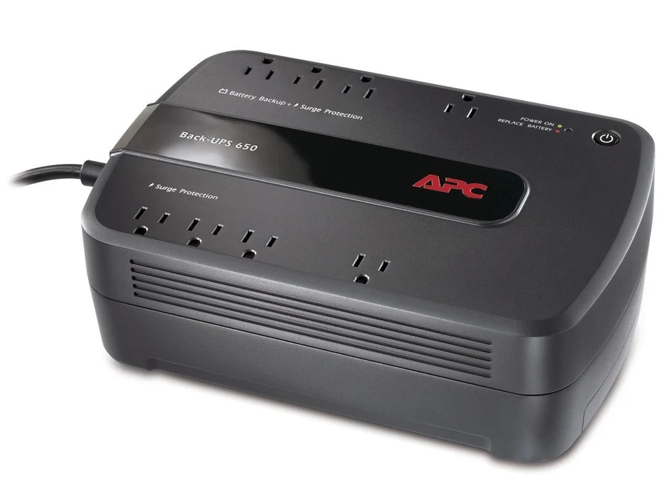 APC BE650G1 Back-UPS 650 VA 8-outlet 340 Joules Surge Energy Rating Data Line - Image 1 of 4