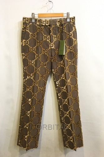 Futakotamagawa) GUCCI inutilizzato 672087 GG catena pile logo pantaloni svasati all over patt