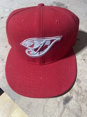 Toronto Blue Jays Maple Leaf New Era Fitted Baseball Hat Wool Cap Size 7 1/8 red - Image 1 of 4