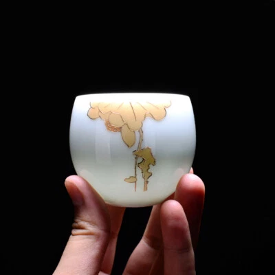 handmade tea cup 90ml personal cup porcelain dingyao craft Chinese kungfu cup Foto 1 de 4