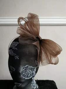 dark brown fascinator millinery burlesque headband wedding hat hair piece - Picture 1 of 3