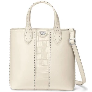 NWT Brighton Pretty Tough JOHNNY Tall Off White Leather Crossbody Tote MSRP $380 - Picture 1 of 4