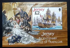 Jersey - "SHIPS ~ LORD NELSON ~ BICENTENARY OF BATTLE OF TRAFALGAR" MS 2005 - Picture 1 of 3