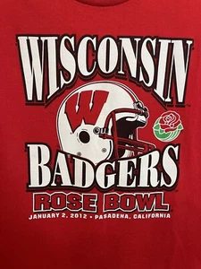 Vintage Wisconsin Badgers Rose Bowl 2012 doppelseitiges T-Shirt Herren Größe Large - Bild 1 von 6
