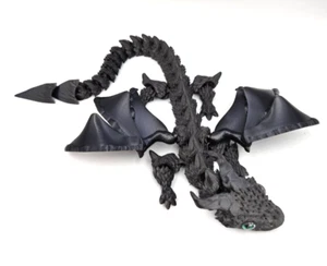 3D-gedruckter geflügelter Drache, 16", artikuliert, abnehmbare Flügel, schwarz - Bild 1 von 16
