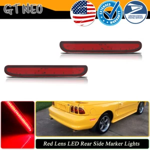 For 1994-1998 Ford Mustang Rear Bumper Reflectors Red LED Side Marker Lights - Picture 1 of 10