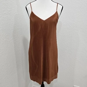 Forever 21 Chiffon Burnt Orange Mini Loose Dress Spaghetti Staps V-Neck NWT - Picture 1 of 10