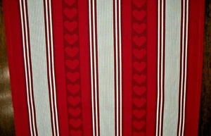 GERMAN HEART & STRIPE DESIGN 72 INCH BY 16 INCH COTTON TABLERUNNER TCM - Picture 1 of 4