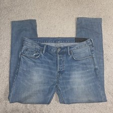 AllSaints Pistol Fit Jeans Mens Size 32x30 Distressed Damaged Light Wash Stretch