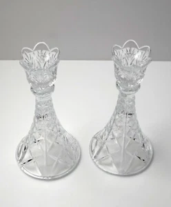 2er Set Vintage DePlomb Bleikristall Kerzenständer Tulpenschliff - Bild 1 von 12