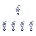 5 Count Alloy Hand Of Hamsa Wall Decor Lucky Blue Eye Hanging Decoration