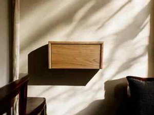 Floating Oak Nightstand, Solid Pine, Floating Table, Bedroom Furniture, - Picture 1 of 6