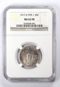 1917-D Standing Liberty Quarter Type 1 25C NGC MS62 FH Full Head - Picture 1 of 4
