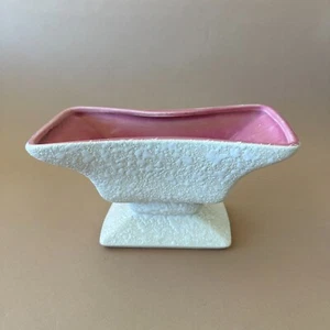 Vintage Spaulding China USA Royal Windsor White Splatter & Pink Planter/Vase - Picture 1 of 12