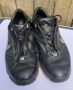 Nike Air Academy Golf Shoes BLACK Leather SIZE 10.5 379224-001 - Picture 1 of 4