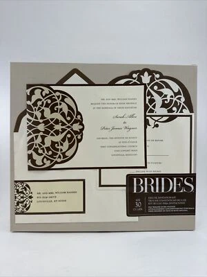 Kit de invitación de boda de lujo para novias marrón/marfil floreciente 30 quilates elegante nuevo Foto 1 de 4