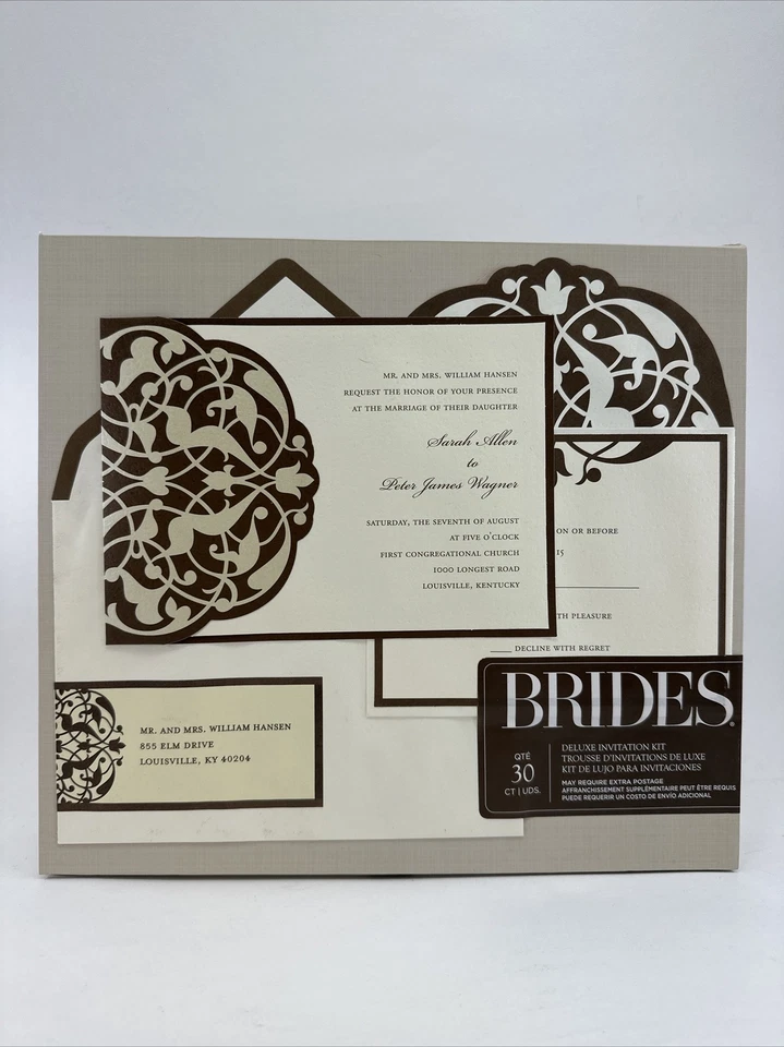 Gartner Studios DIY Brides Deluxe Wedding Invitation Kit 30 Ct Brown Ivory Flourish 634680839140