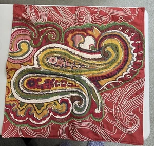 Pottery Barn Paisley Pillow Cover Red 24"x 24"embroidered, Appliquéd PBR2 - Picture 1 of 12