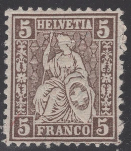 1862 Switzerland Sc#43b UNIQUE Embossing Variety error print "EYES BANDAGE" MvLH - Picture 1 of 3