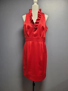 Just Taylor Red Fully Lined Party Dress Size 12 Ruffle Collar NWT - Picture 1 of 10