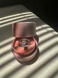 Sterling Silver 925 Moissanite Engagement & Wedding Set Rings - Picture 1 of 24