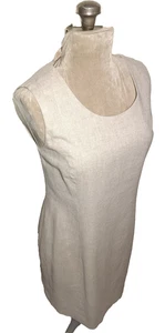 Bice Sheath Dress Women's 14 Linen Blend Lined Sleeveless Round Neck Back Zip - Picture 1 of 22