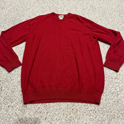 LL Bean Men's Cotton Cashmere Crewneck Sweater Sz XL Tall Red Holiday Christmas - Image 1 of 4