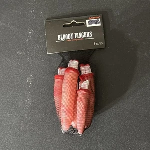 Scary Gory Simulation Severed Fake Bloody Fingers Hand Halloween Props Pack Of 5 - Picture 1 of 2