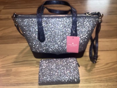 Kate Spade Glimmer Glitter Satchel & Wallet BNWT Navy Blue - Image 1 of 4