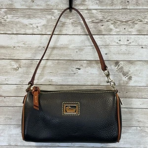 Dooney & Bourke Dillen Mini Barrel Black Leather Small Handbag Brown Strap NWOT - Picture 1 of 20