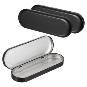 Caja de lata con bisagras de metal de 6,9 x 2,4 x 0,7 pulgadas para pinceles de maquillaje con bolígrafo, negra 3 un. - Imagen 1 de 5