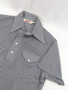Vintage Arrow Button Down Short Sleeve Medium Scrambler Knit Checker Print 60's - Picture 1 of 8