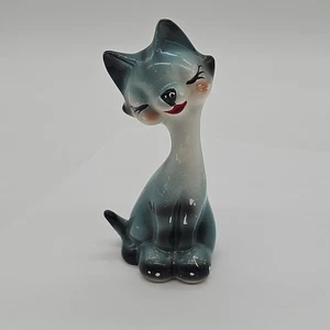 Figura de colección MCM cerámica gato rubor sentado ¡figura azul! 4" Raro Retro De Colección - Imagen 1 de 11