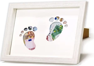Geldgeschenk Geburt Taufgeschenke Mädchen Jungen Taufe Holzrahmen - Bild 1 von 8