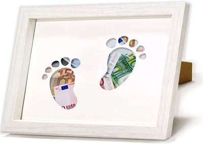 Geldgeschenk Geburt Taufgeschenke Mädchen Jungen Taufe Holzrahmen - Bild 1 von 4