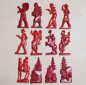 1949 Nosco Western Ballerinas (Set E, 12 dunkelrote Farben) Cracker Jack Preise Z-1137 - Bild 1 von 1