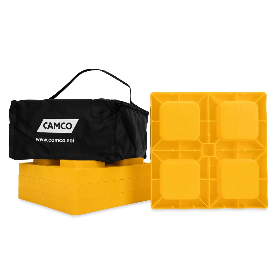 Camco Heavy Duty Rv Leveling Blocks 8.5In X 8.5In Yellow 4 Pack Durable Uv St... - Image 1 of 4