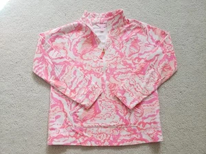 Lilly Pulitzer Girls Coral Reef Popover Sweatshirt Half Zip Pink White 12-14 XL - Picture 1 of 2