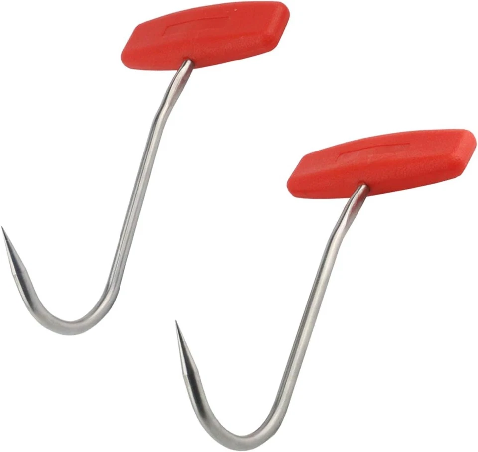 Tinawood 2pcs Meat Hooks for Butchering T Shaped Boning With Handle 6 Inch Stain