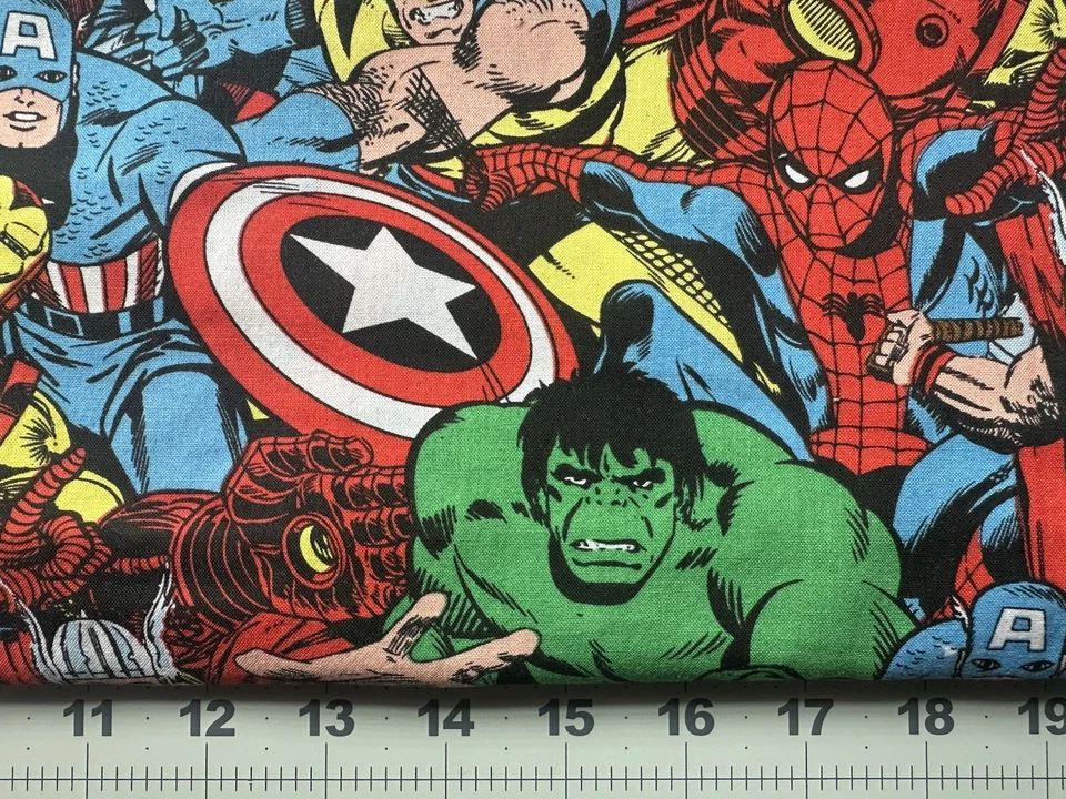 TELA, SUPERHÉROE MARVEL COMICS 100% ALGODÓN, 42" ANCHO X 1 YARDA, MANUALIDADES DE COSTURA Foto 1 de 1